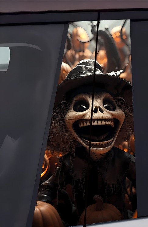 2Big Mouth Pumpkin Head Car B-Pillar Decal, Halloween