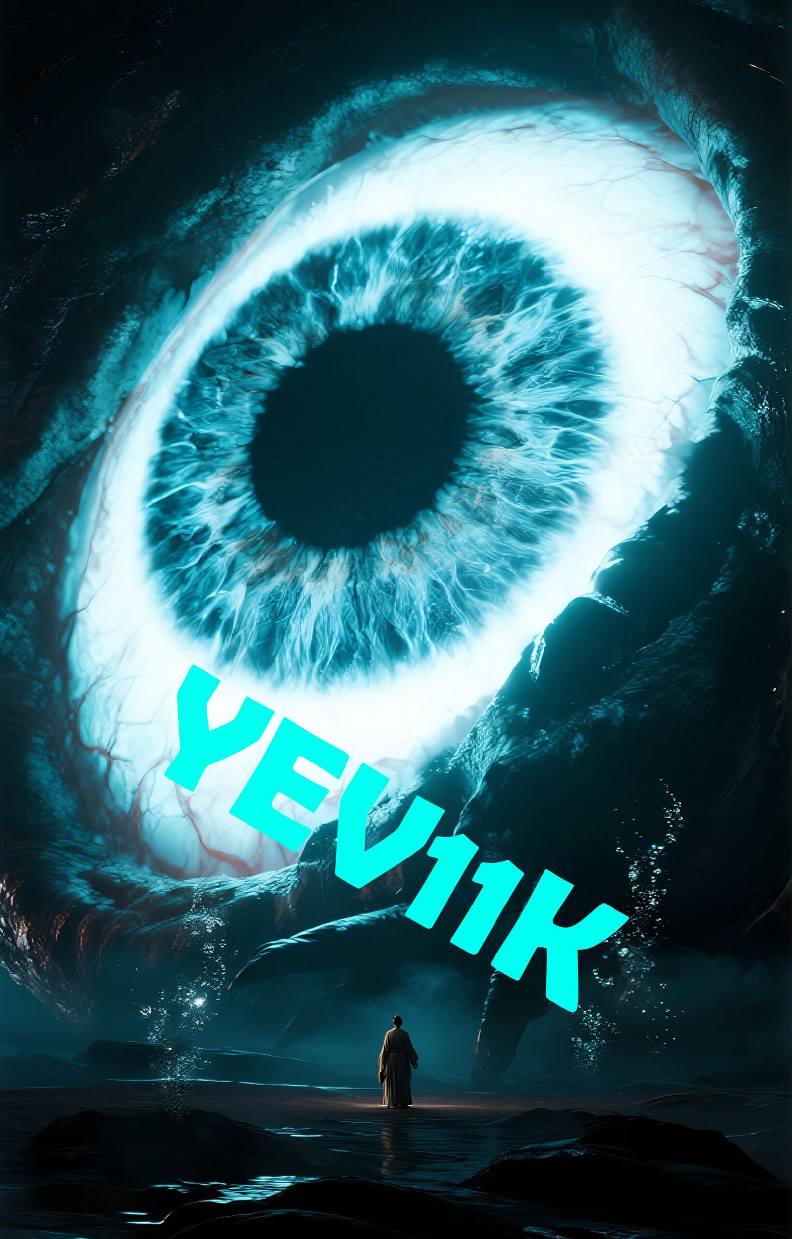 2 Sheets / 2 Pieces Set - Glowing Blue Eye Portal with a Tiny Figure Car B-Pillar Sticker, 50x24cm Waterproof PVC Car Center Pillar Decal??No yev11k marking will appear on the product after placing an order.??