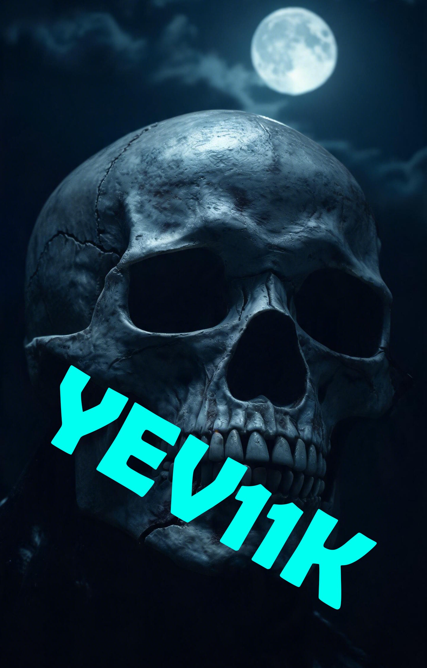 2 Sheets / 2 Pieces Set - Skull with a Moon on a Gray Background Car B-Pillar Sticker, 50x24cm Waterproof PVC Car Center Pillar Decal??No yev11k marking will appear on the product after placing an order.??