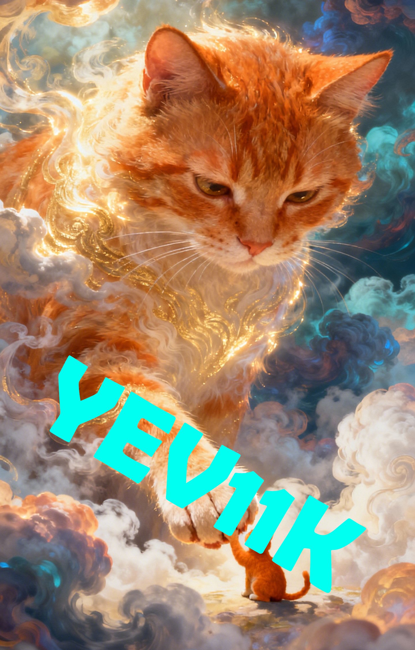 2 Sheets / 2 Pieces Set - Cute Orange Kitten in the Clouds Car B-Pillar Sticker, 50x24cm Waterproof PVC Car Center Pillar Decal??No yev11k marking will appear on the product after placing an order.??