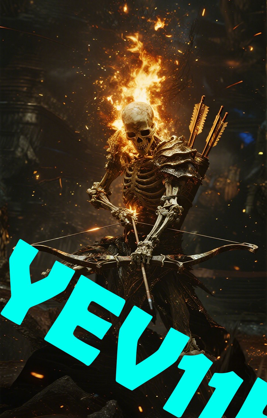 2 Sheets / 2 Pieces Set - Flaming Skeleton Warrior with a Fire Emblem Car B-Pillar Sticker, 50x24cm Waterproof PVC Car Center Pillar Decal??No yev11k marking will appear on the product after placing an order.??