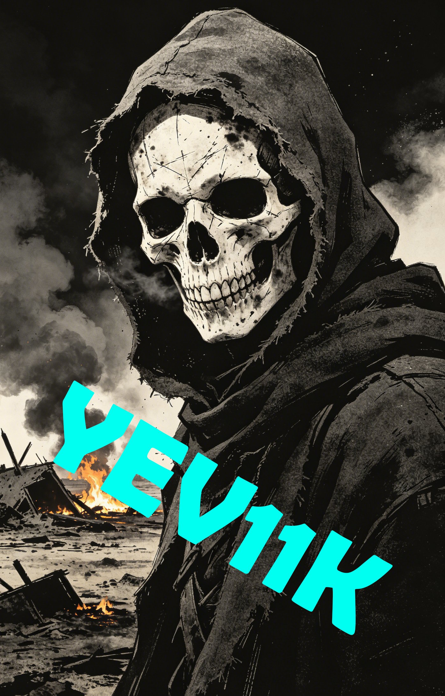 2 Sheets / 2 Pieces Set - Smiling Skull in a Hood Car B-Pillar Sticker, 50x24cm Waterproof PVC Car Center Pillar Decal??No yev11k marking will appear on the product after placing an order.??