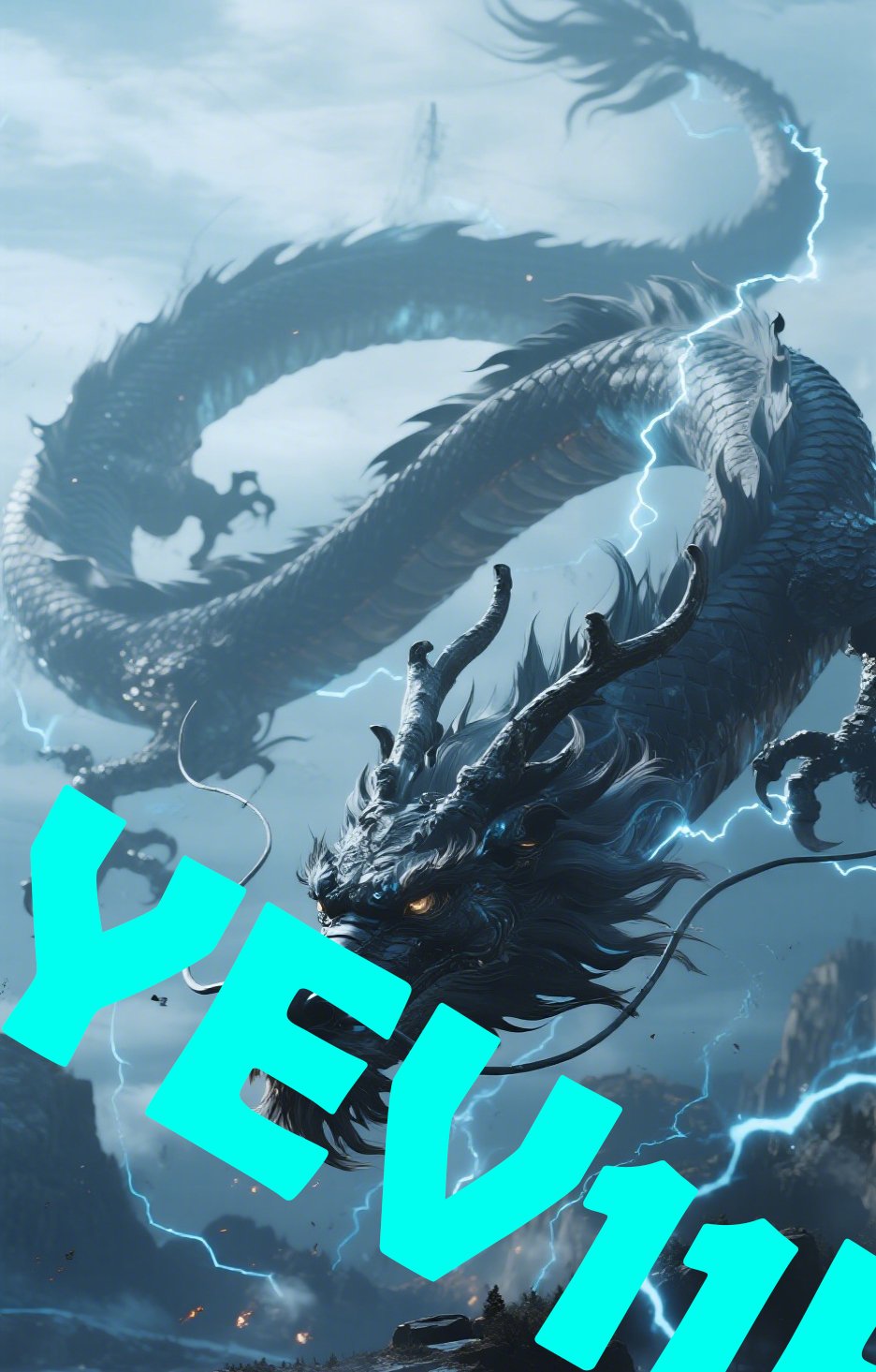 2 Sheets / 2 Pieces Set - Blue Chinese Dragon in the Clouds Car B-Pillar Sticker, 50x24cm Waterproof PVC Car Center Pillar Decal??No yev11k marking will appear on the product after placing an order.??