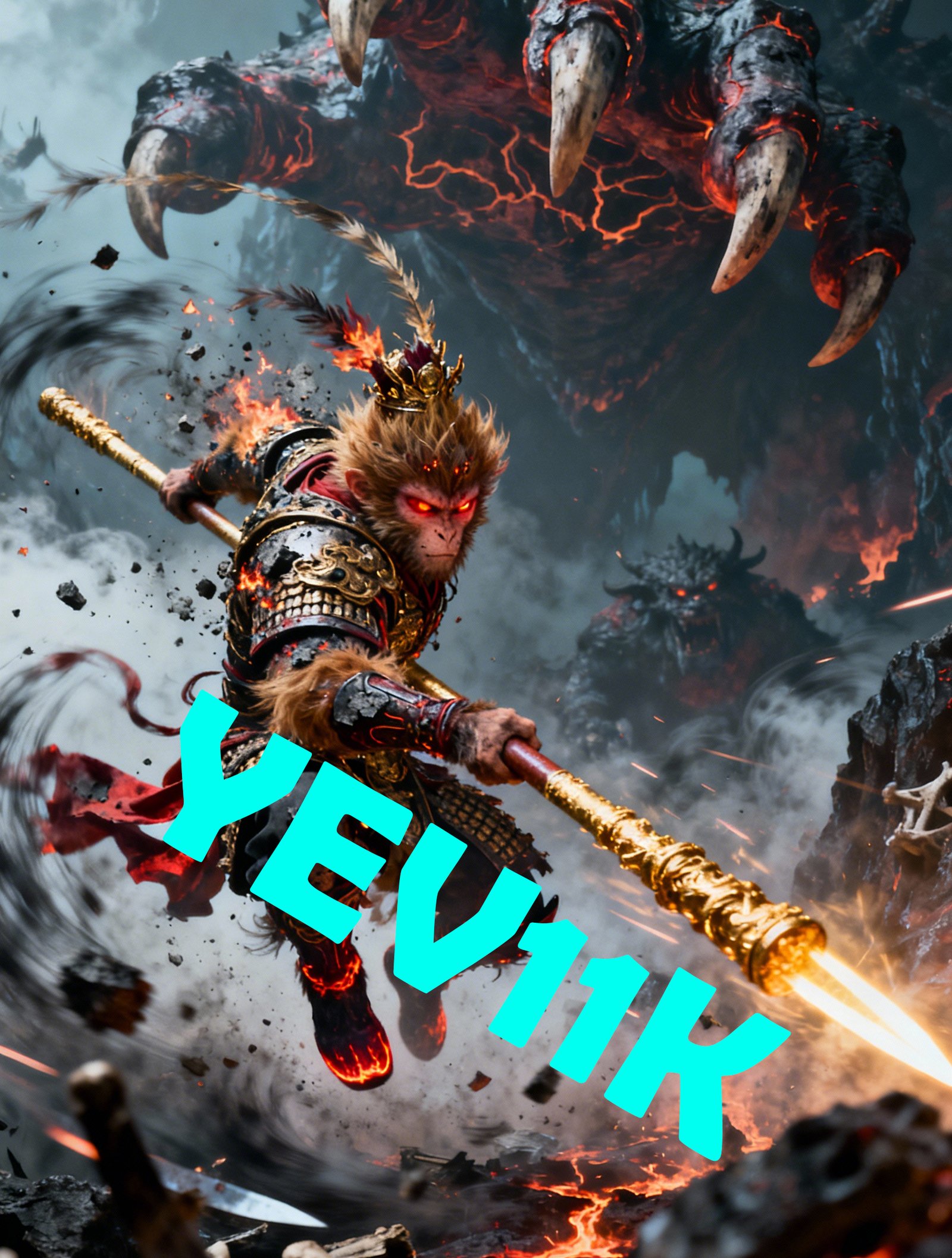 2 Sheets / 2 Pieces Set - Monkey King Hero Fighting with a Staff Car B-Pillar Sticker, 50x24cm Waterproof PVC Car Center Pillar Decal??No yev11k marking will appear on the product after placing an order.??