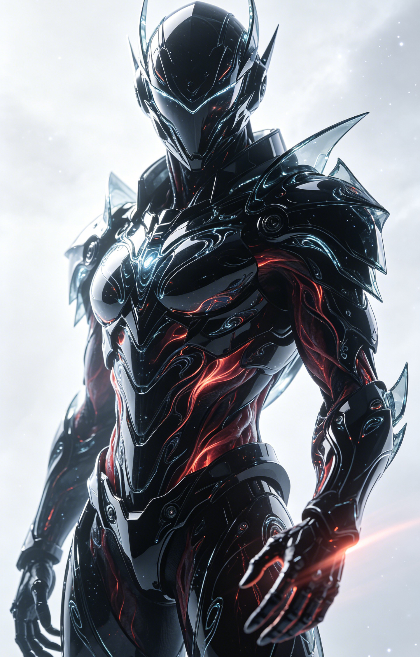 Black Futuristic Bio Mech Armored Warrior Car Center Pillar Sticker 50x24cm 2 Pieces Set
