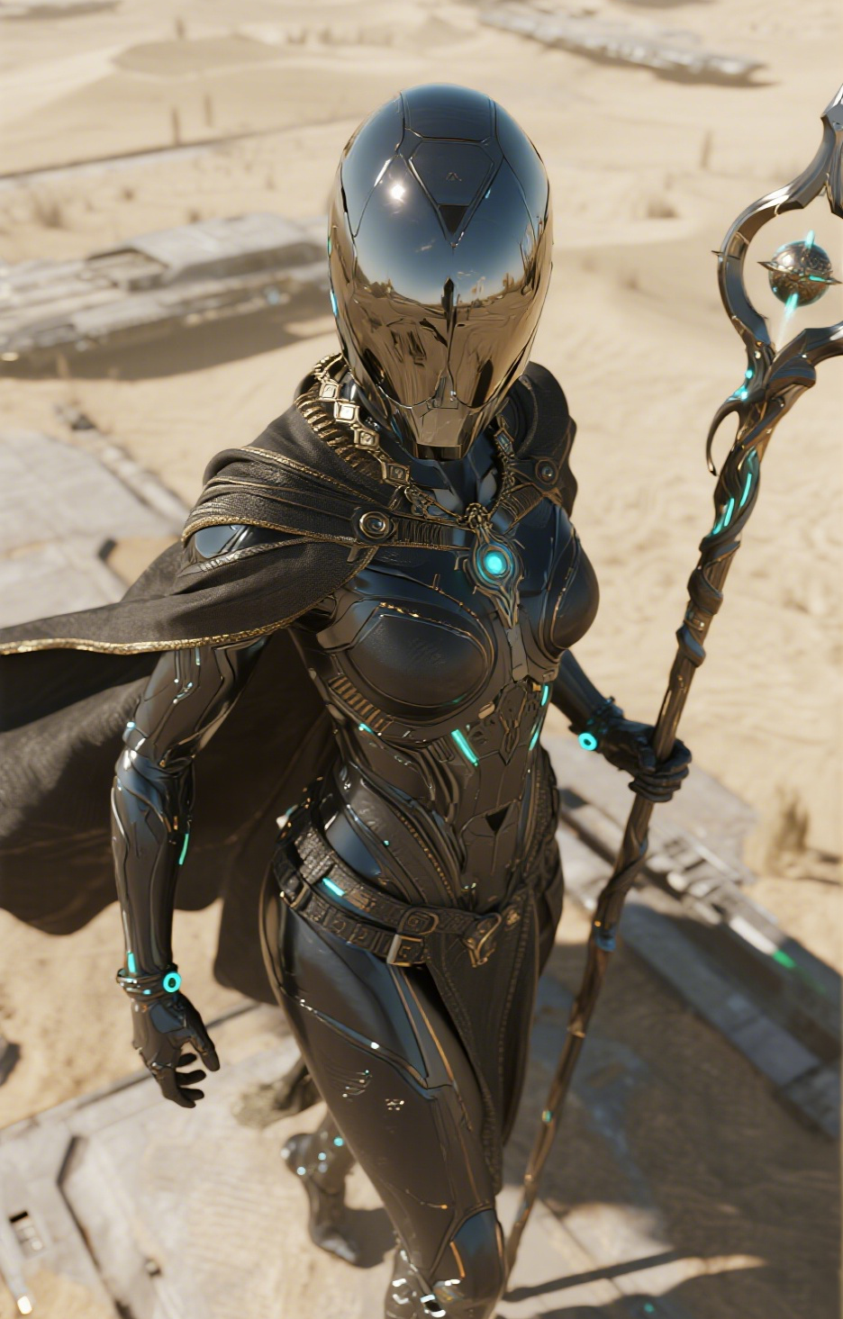 Futuristic Armored Female Sci-Fi Warrior Car Center Pillar Sticker 50x24cm 2 Pieces/Set