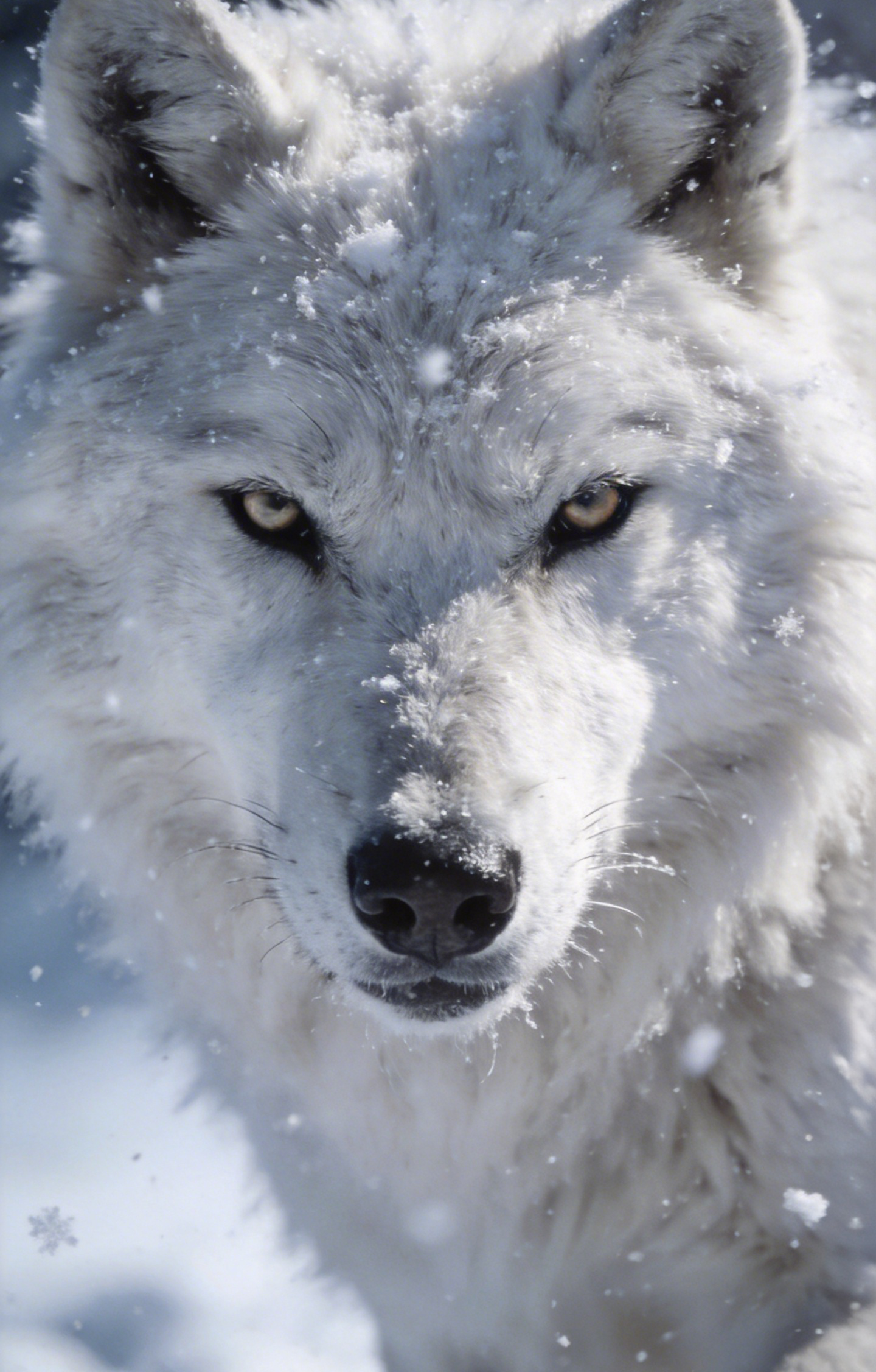 Arctic Snow Wolf Close-Up Portrait Car Center Pillar Sticker 50x24cm 2 Pieces/Set