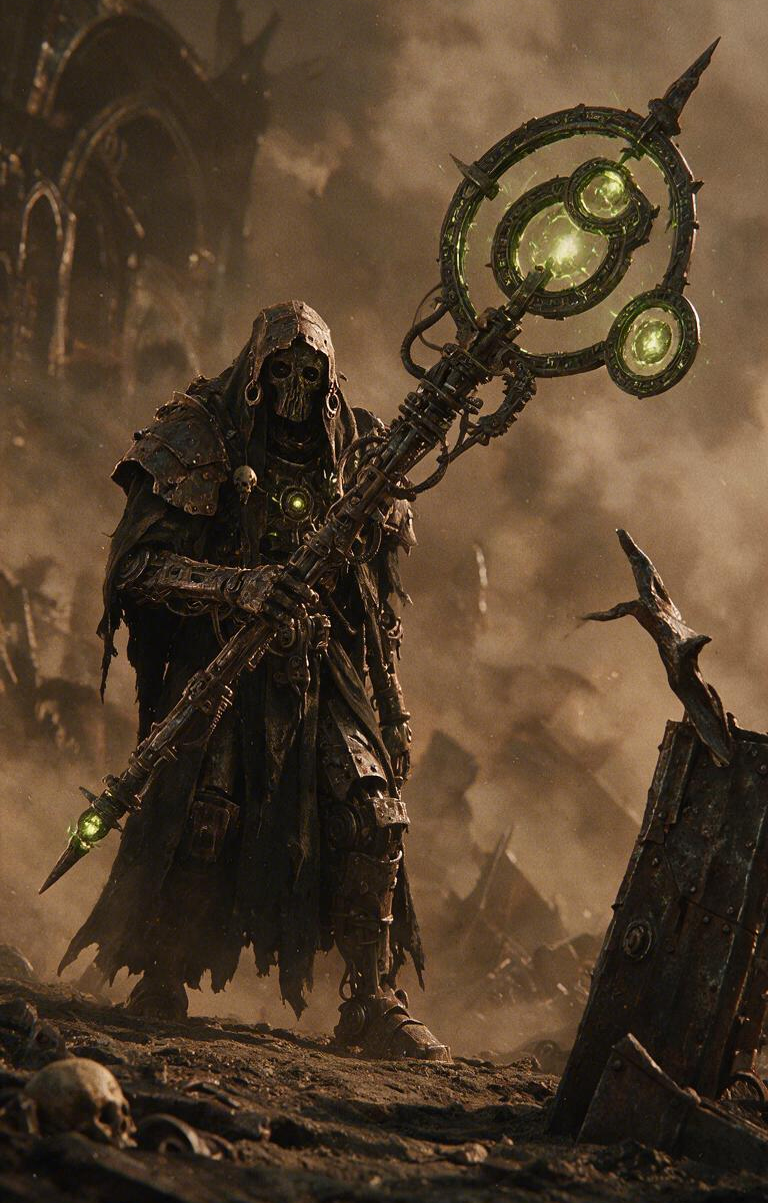 Skeleton Necromancer Green Staff Ruins Car Center Pillar Sticker 50x24cm 2 Pieces/Set