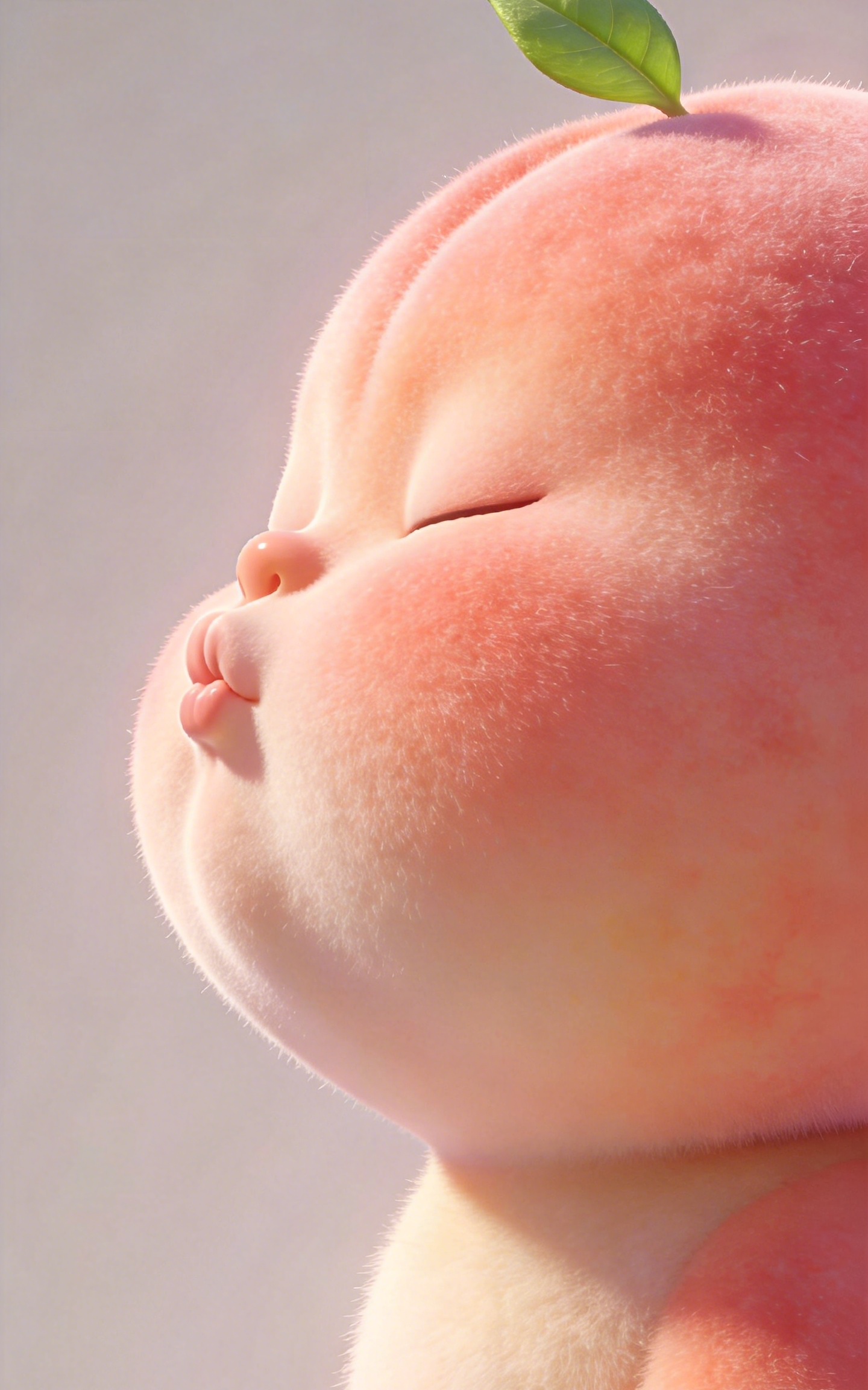 Pink Fluffy Sleeping Creature Peach Leaf Top Calming Portrait Car Center Pillar Sticker 50x24cm 2 Pieces/Set