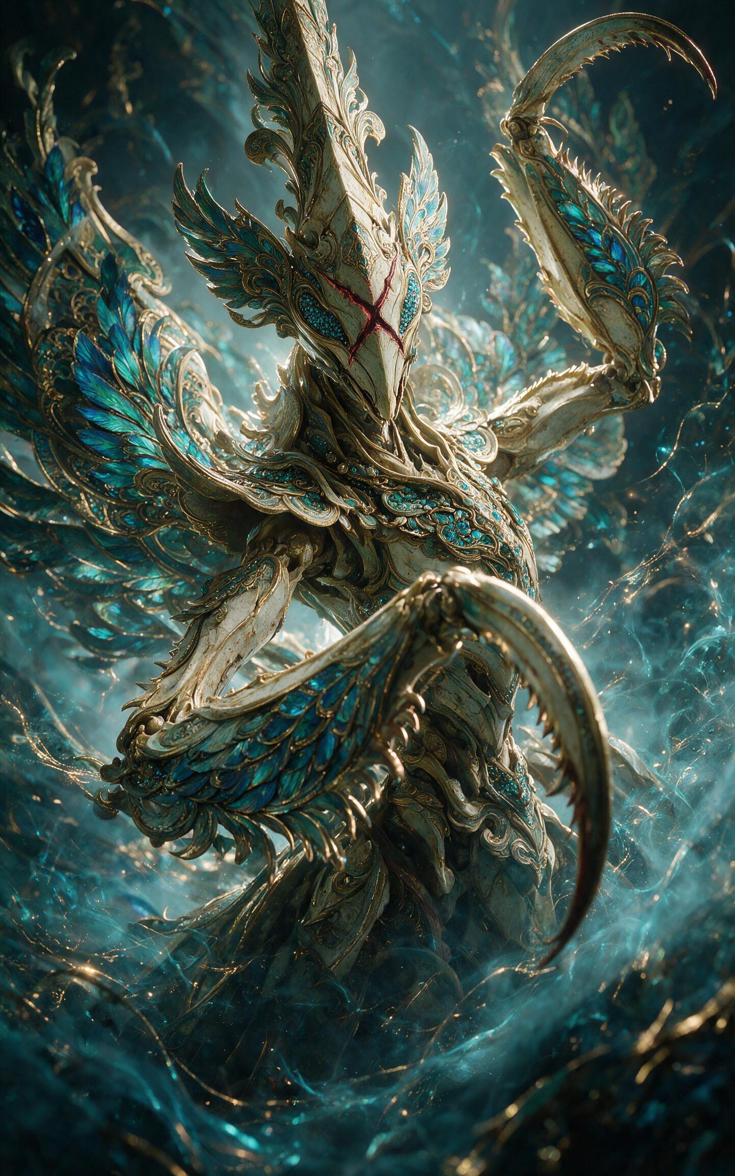 Ethereal Blue Gold Angel Creature Car Center Pillar Sticker 50x24cm 2 Pieces/Set