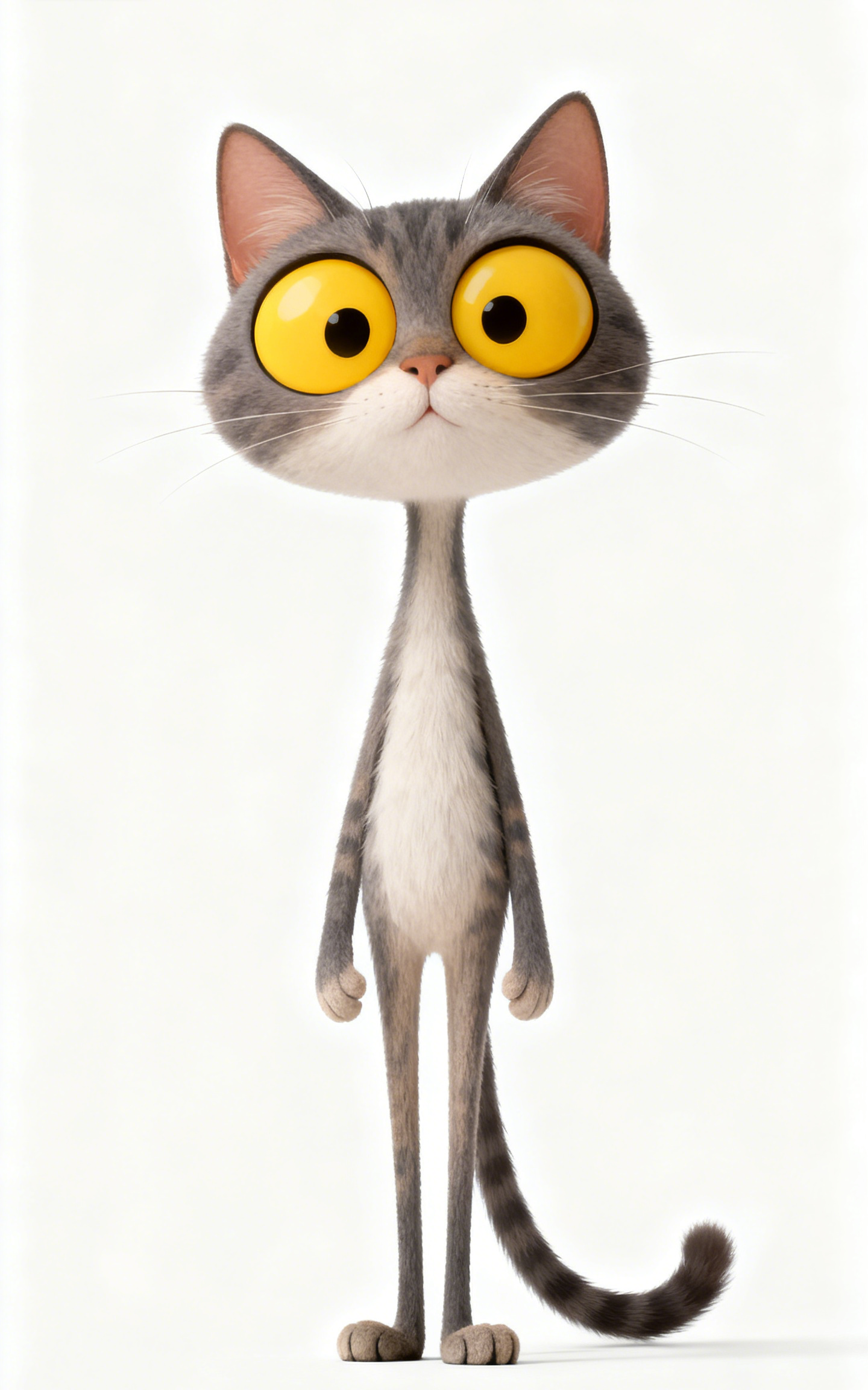 Cute Cartoon Gray Cat Big Yellow Eyes Car Center Pillar Sticker 50x24cm 2 Pieces/Set