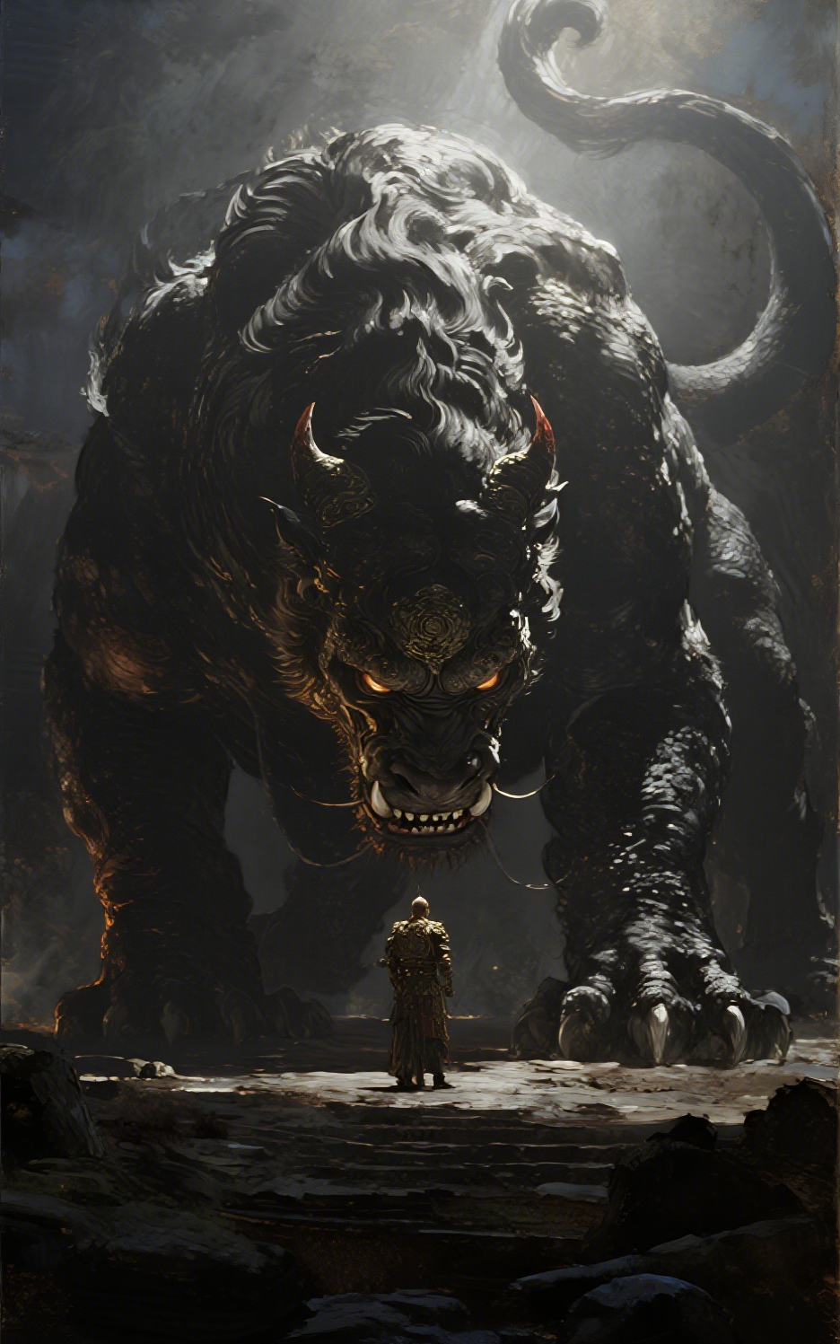 Demonic Giant Bull Beast Car Center Pillar Sticker 50x24cm 2 Pieces/Set