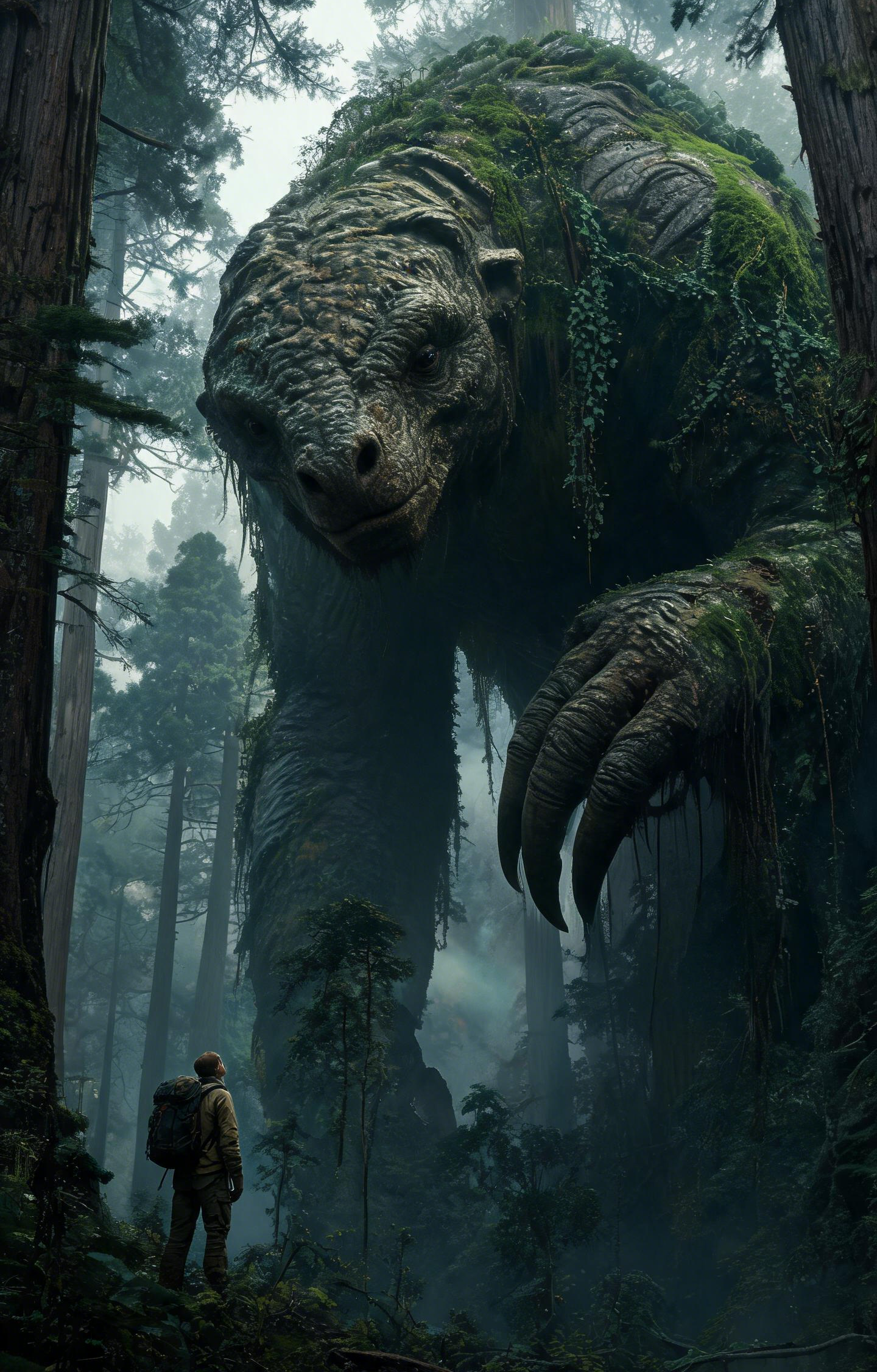 Giant Moss Covered Gargantuan Forest Beast Car Center Pillar Sticker 50x24cm 2 Pieces/Set