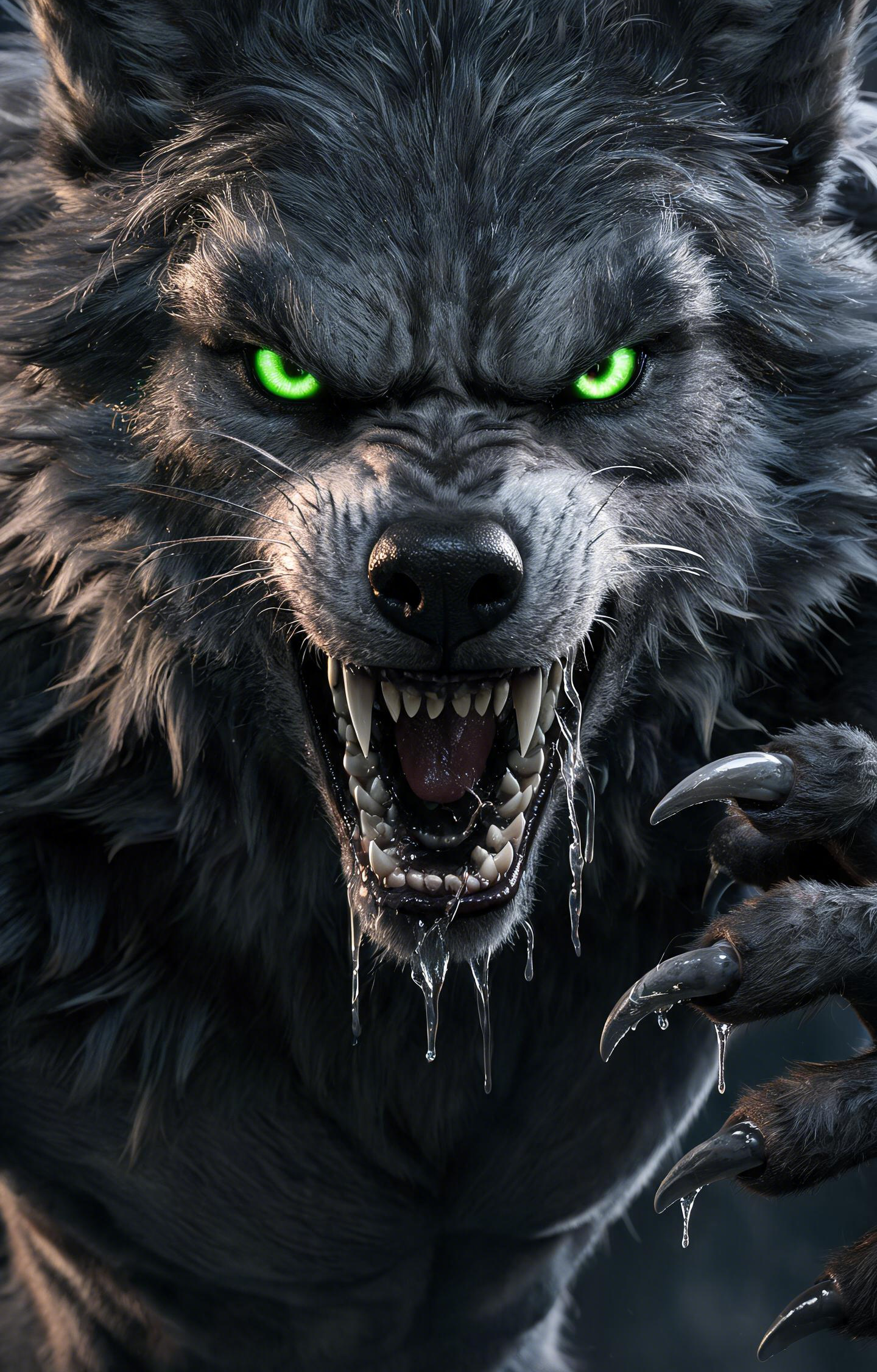 Fierce Black Wolf with Glowing Green Eyes Car Center Pillar Sticker 50x24cm 2 Pieces/Set
