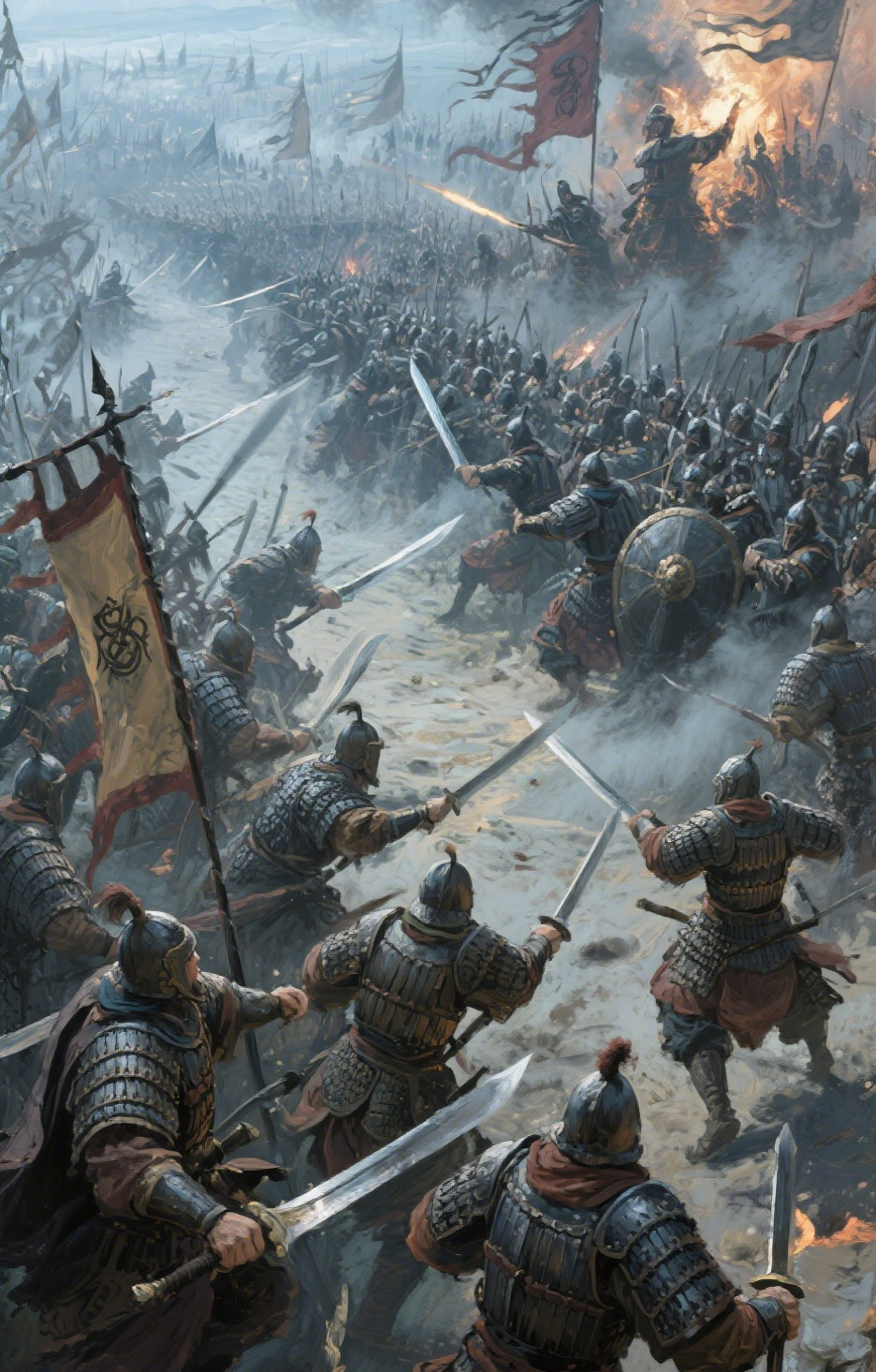 Ancient Armored Warriors Battle with Swords Car Center Pillar Sticker 50x24cm 2 Pieces/Set