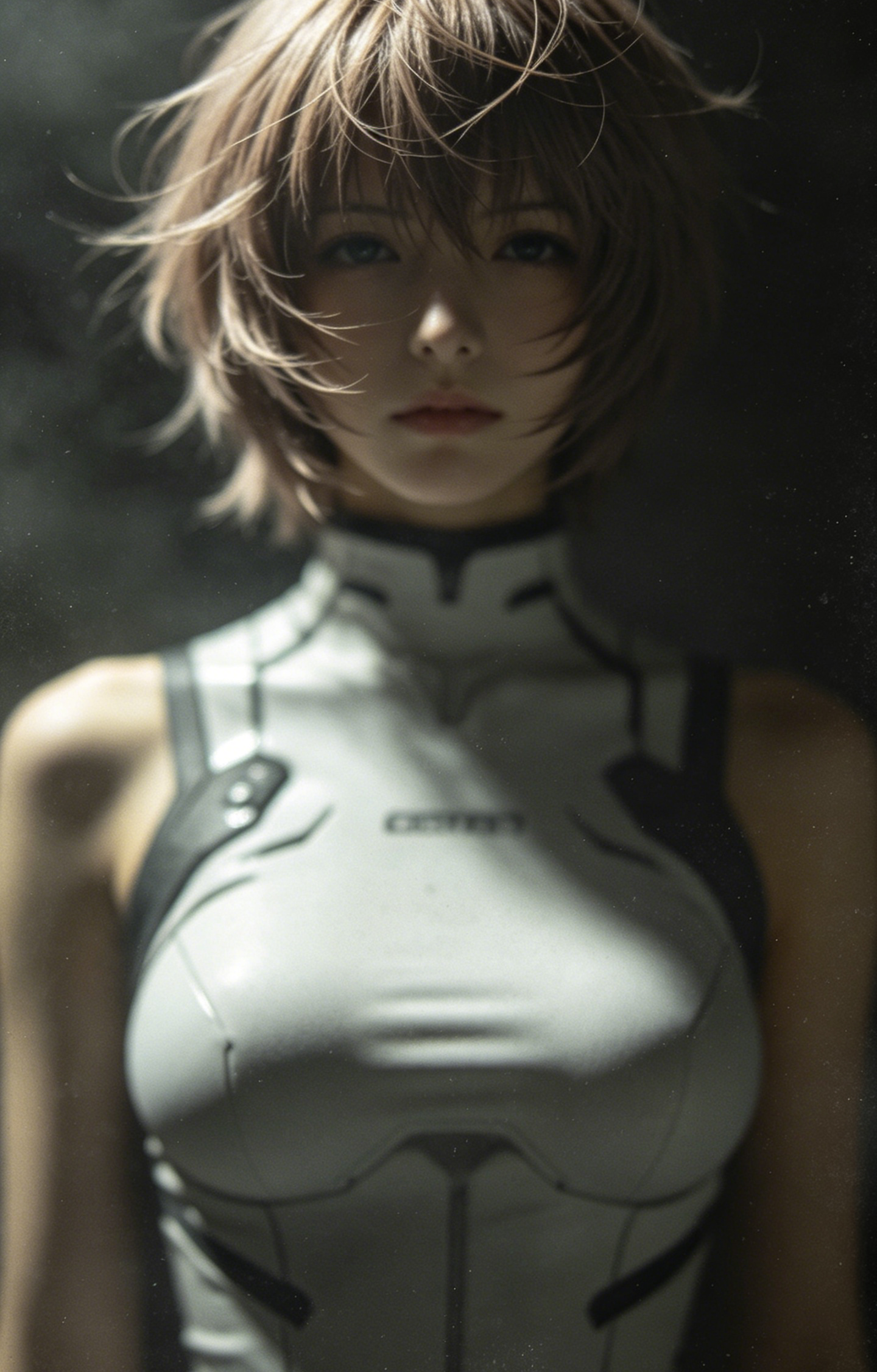 Short Haired Girl White Sci-Fi Bodysuit Car Center Pillar Sticker 50x24cm 2 Pieces/Set