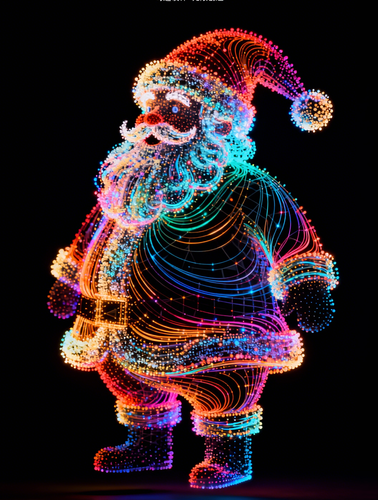 Neon Light-Particle Santa Claus Car Center Pillar Sticker 50x24cm 2 Pieces/Set