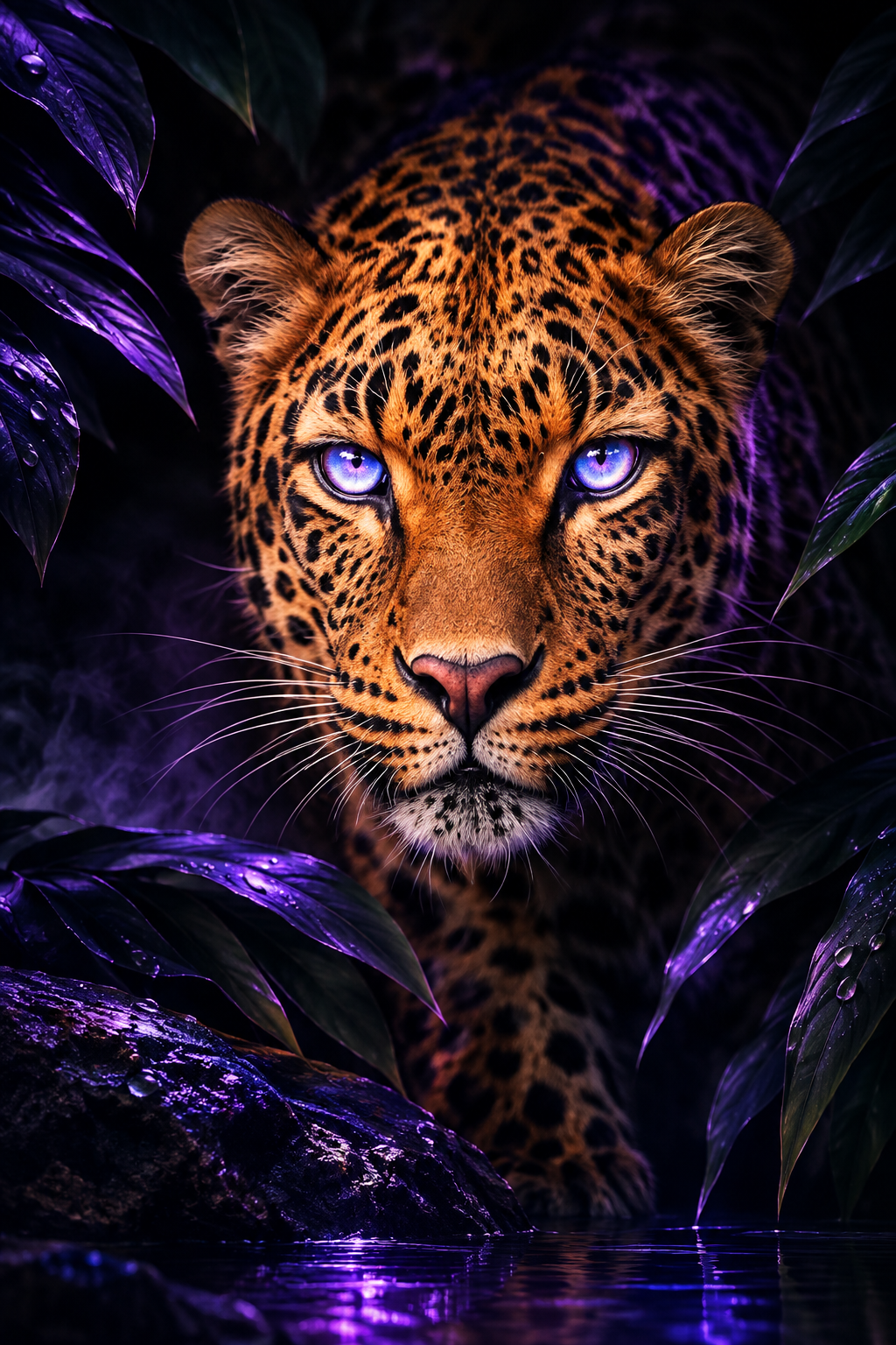 Purple-Eyed Leopard in Jungle Car Center Pillar Sticker 50x24cm 2 Pieces/Set