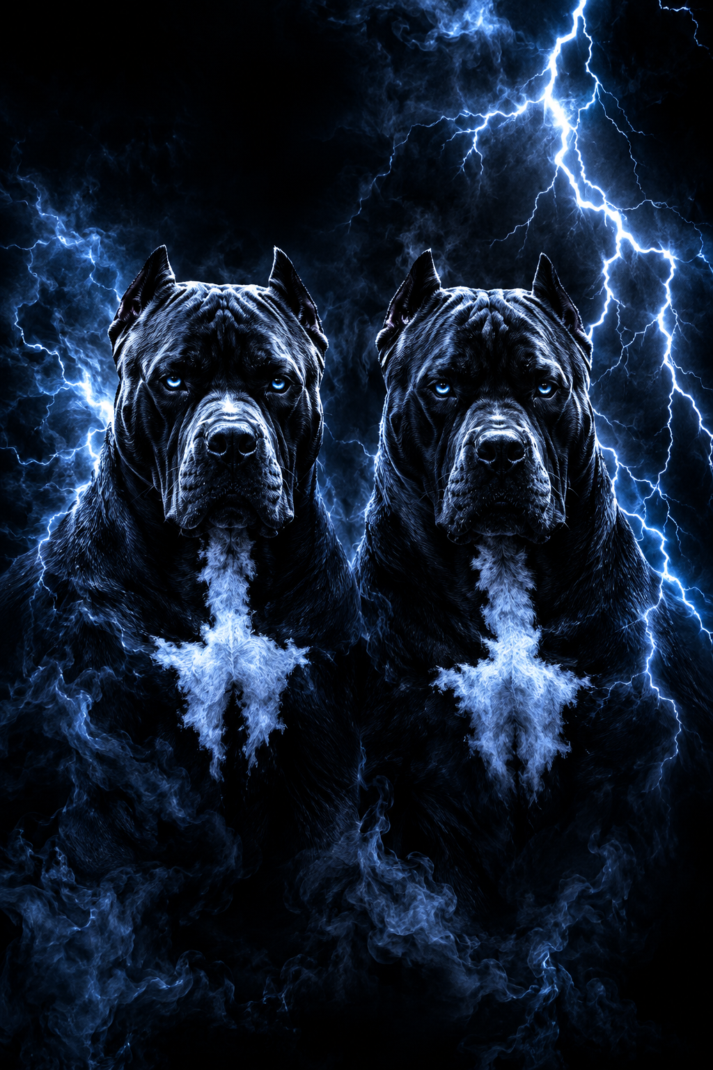Twin Cane Corso Dogs in Lightning Car Center Pillar Sticker 50x24cm 2 Pieces/Set