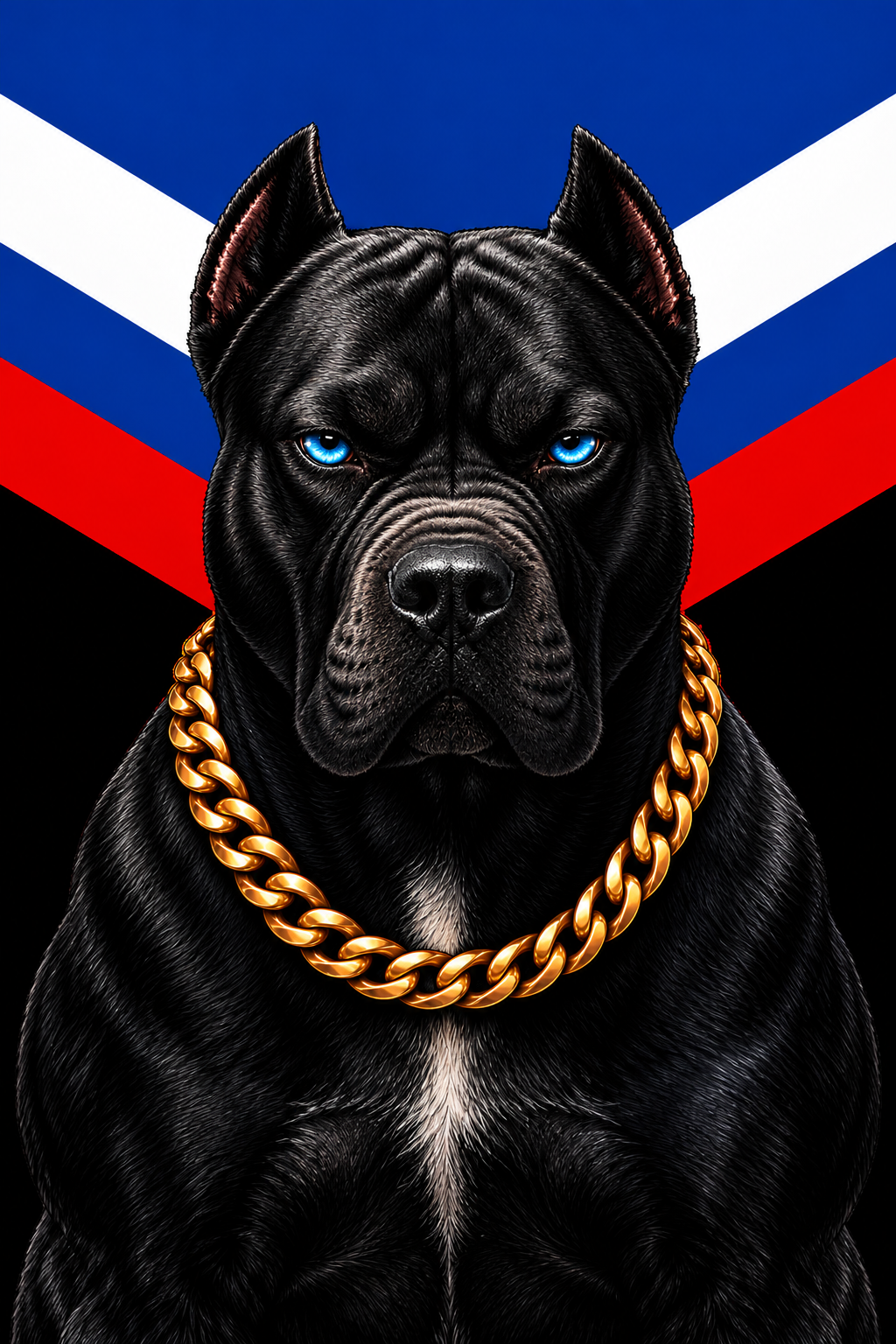 Black Pitbull with Gold Chain Flag Car Center Pillar Sticker 50x24cm 2 Pieces/Set