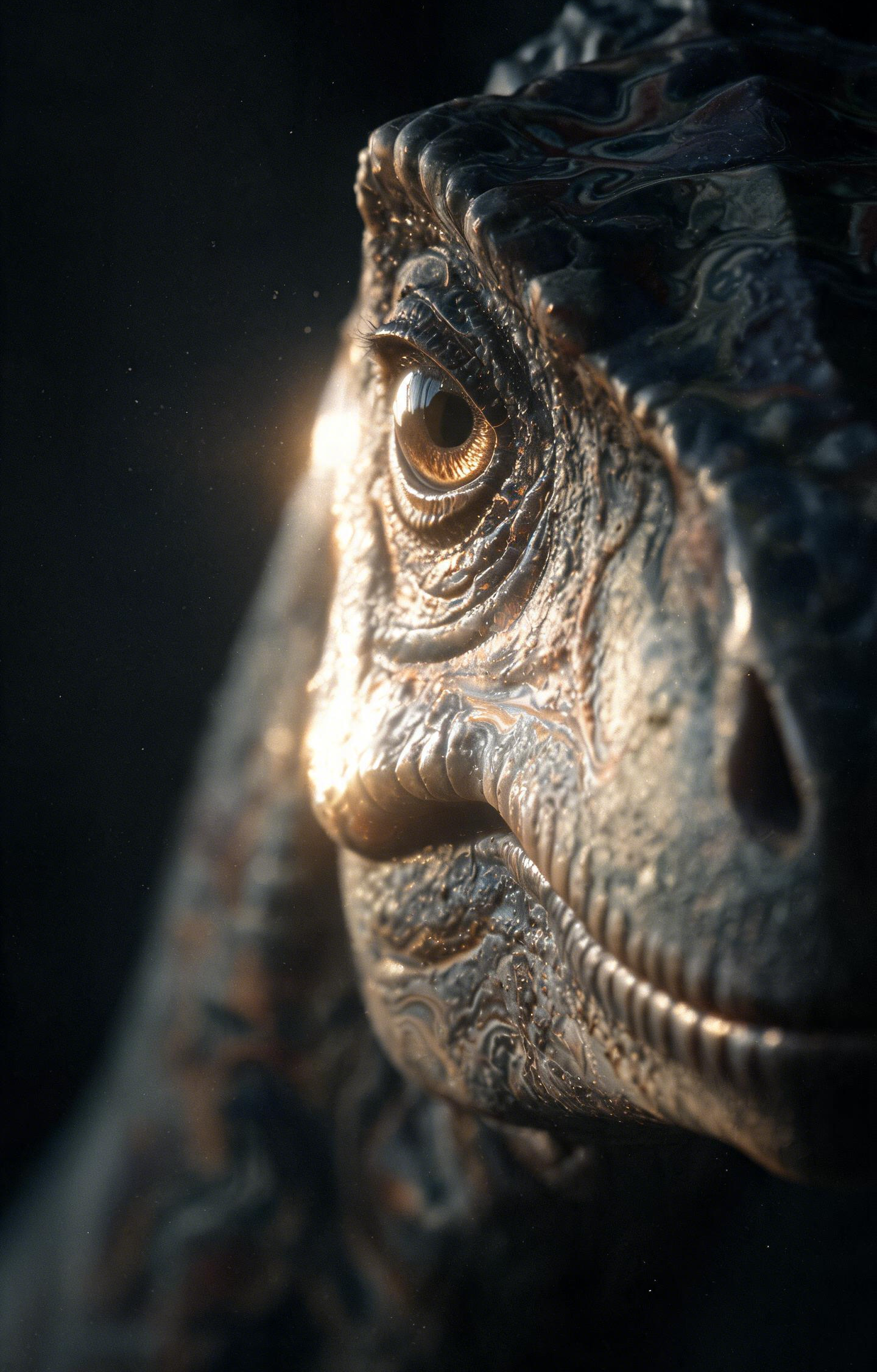 Close Up Tyrannosaurus Eye with Light Car Center Pillar Sticker 50x24cm 2 Pieces/Set