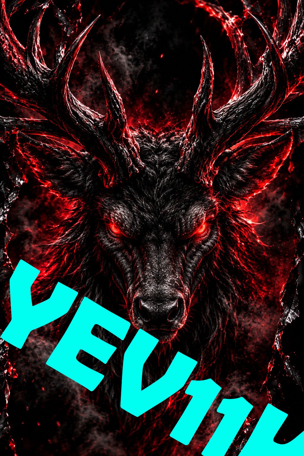 2 Sheets / 2 Pieces Set - Demon Stag with Red Glowing Antlers Car B-Pillar Sticker, 50x24cm Waterproof PVC Car Center Pillar Decal??No yev11k marking will appear on the product after placing an order.??