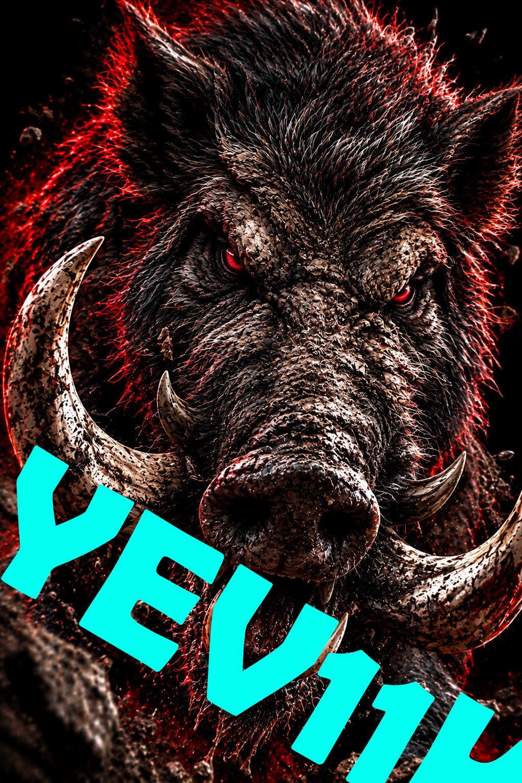 2 Sheets / 2 Pieces Set - Dark Wild Boar with Tusks Car B-Pillar Sticker, 50x24cm Waterproof PVC Car Center Pillar Decal??No yev11k marking will appear on the product after placing an order.??
