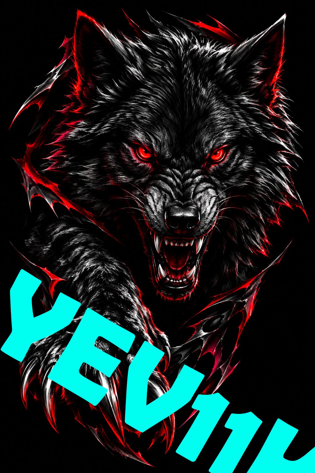 2 Sheets / 2 Pieces Set - Black Wolf with Red Eyes and Claws Car B-Pillar Sticker, 50x24cm Waterproof PVC Car Center Pillar Decal??No yev11k marking will appear on the product after placing an order.??