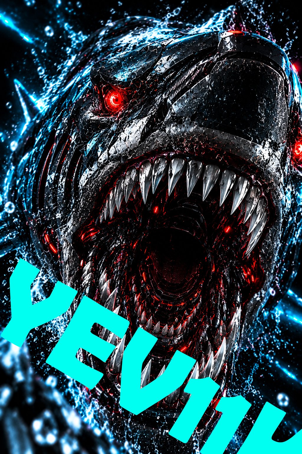 2 Sheets / 2 Pieces Set - Shark with Open Jaws and Blue Lightning Car B-Pillar Sticker, 50x24cm Waterproof PVC Car Center Pillar Decal??No yev11k marking will appear on the product after placing an order.??