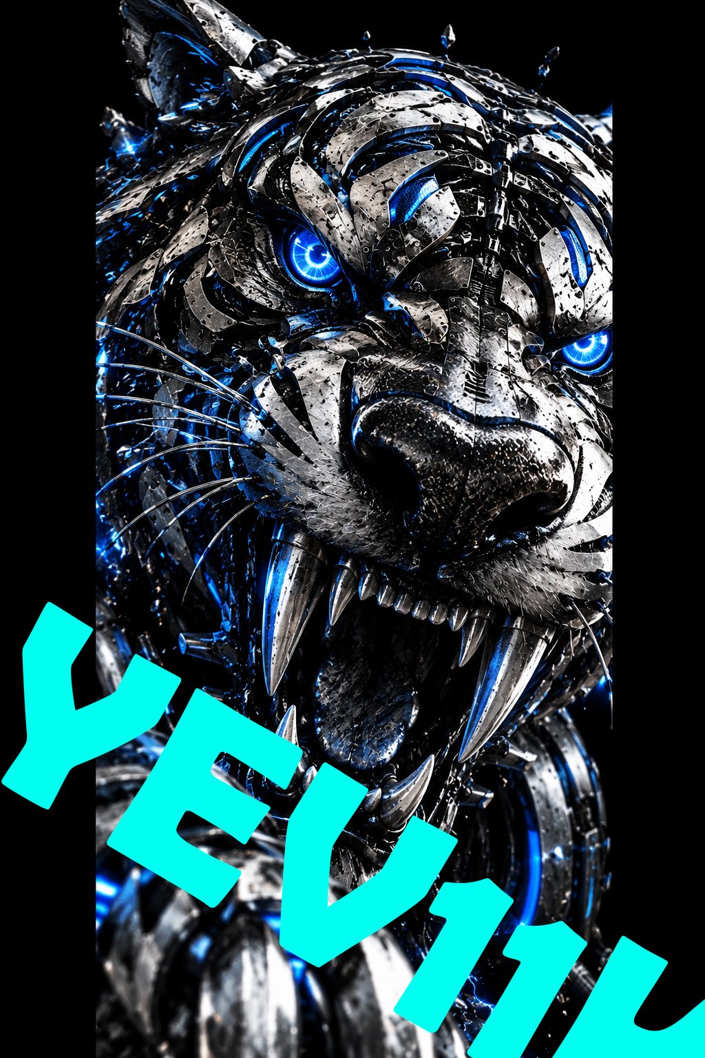 2 Sheets / 2 Pieces Set - Dark Armored Beast with Blue Energy Car B-Pillar Sticker, 50x24cm Waterproof PVC Car Center Pillar Decal??No yev11k marking will appear on the product after placing an order.??