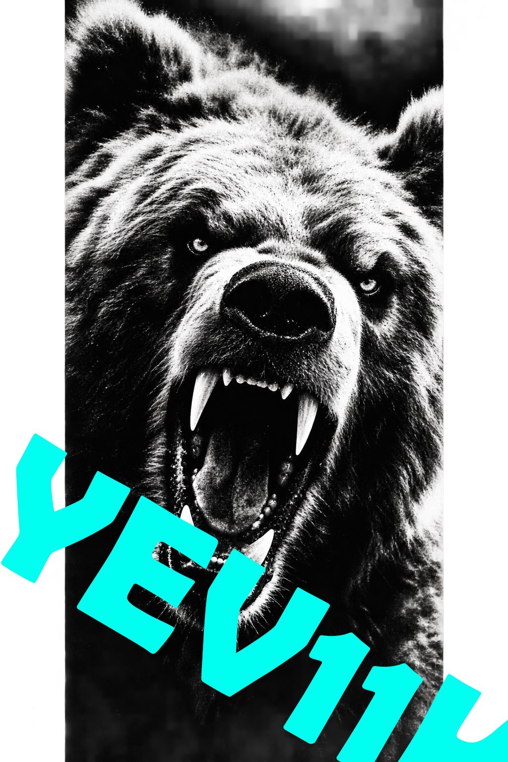 2 Sheets / 2 Pieces Set - Roaring White Bear Wolf in Black and White Car B-Pillar Sticker, 50x24cm Waterproof PVC Car Center Pillar Decal??No yev11k marking will appear on the product after placing an order.??
