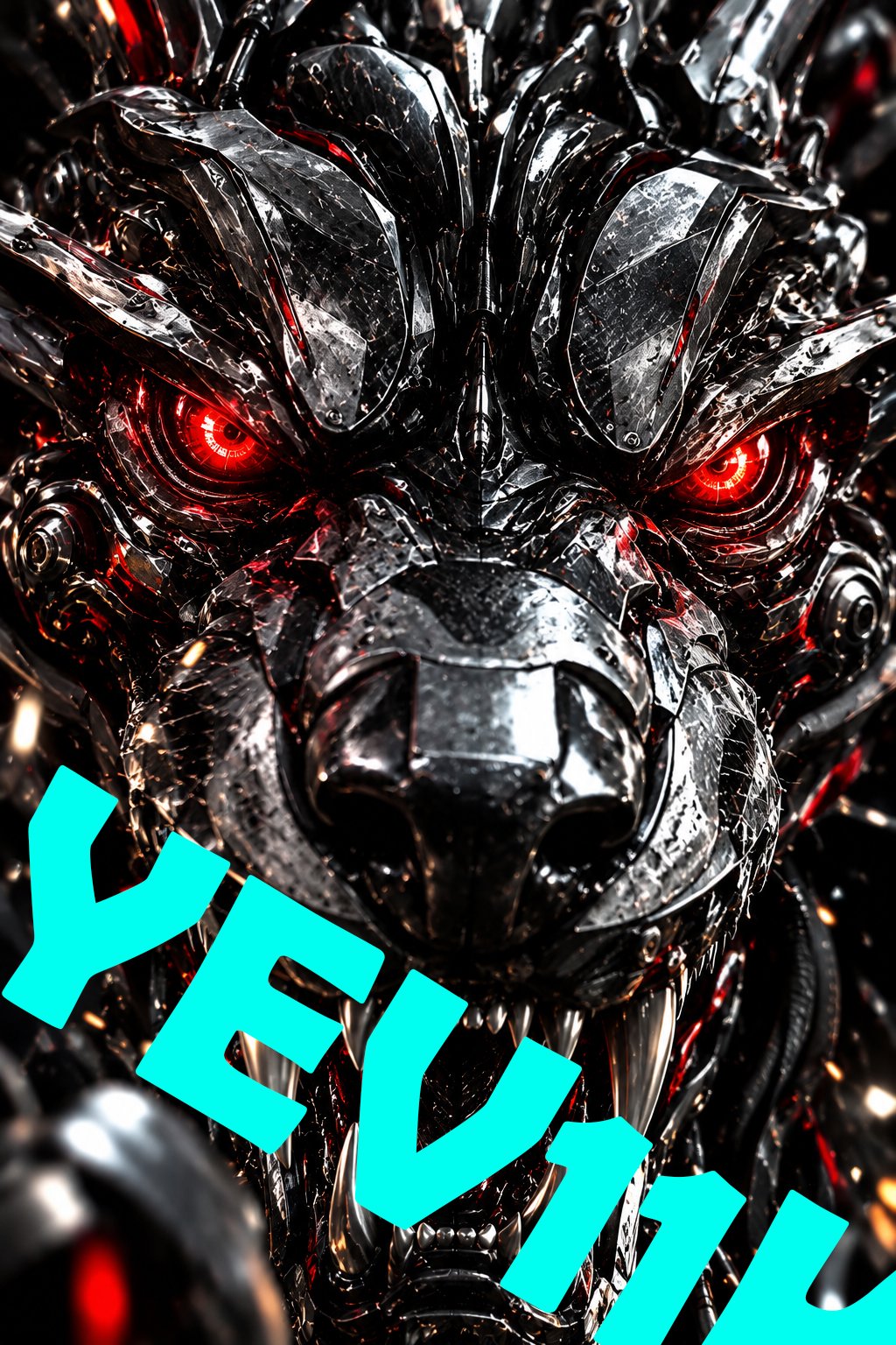 2 Sheets / 2 Pieces Set - Dark Wolf with Red Eyes and Open Jaws Car B-Pillar Sticker, 50x24cm Waterproof PVC Car Center Pillar Decal??No yev11k marking will appear on the product after placing an order.??