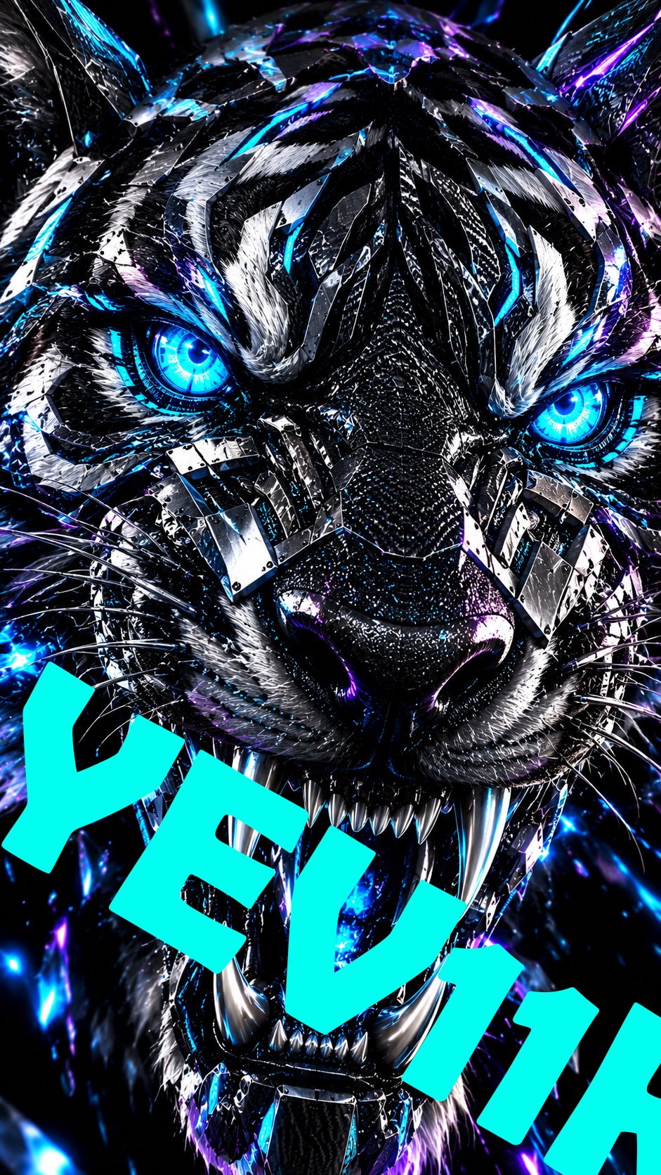 2 Sheets / 2 Pieces Set - Blue Monster Beast with Glowing Jaws Car B-Pillar Sticker, 50x24cm Waterproof PVC Car Center Pillar Decal??No yev11k marking will appear on the product after placing an order.??