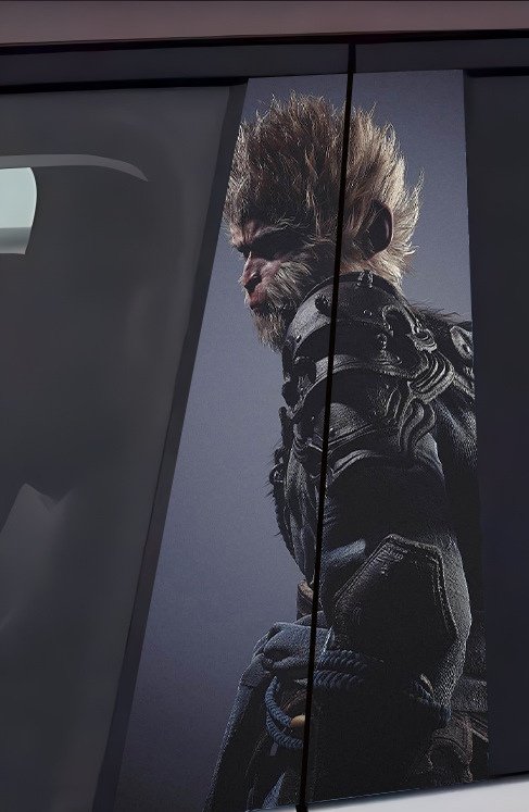 2 Sheets / 2 Pieces Set - Hooded Dark Monkey King Warrior Car B-Pillar Sticker, 50x24cm Waterproof PVC Car Center Pillar Decal??No yev11k marking will appear on the product after placing an order.??
