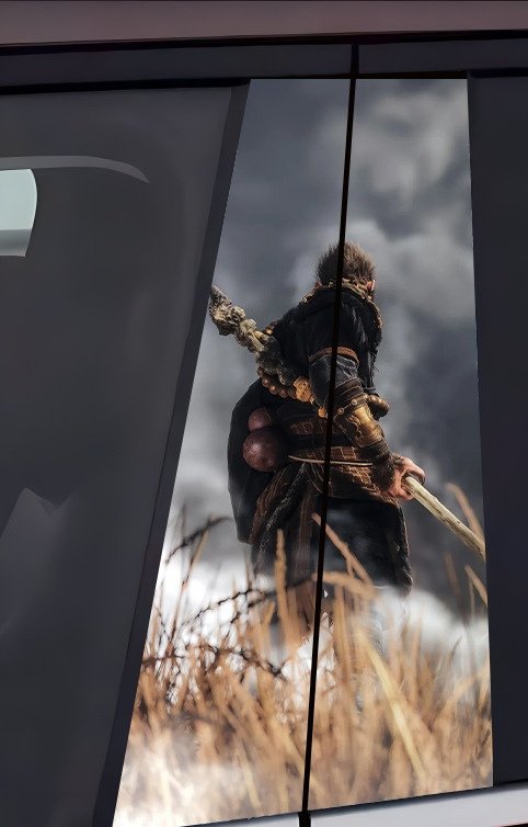 2 Sheets / 2 Pieces Set - Ancient Warrior on Horseback Car B-Pillar Sticker, 50x24cm Waterproof PVC Car Center Pillar Decal??No yev11k marking will appear on the product after placing an order.??