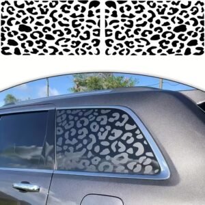 Leopard Print Car Decal 2PCS 75x47cm / 29.5x18.5 Inch Cheetah Spot Sticker Waterproof Vinyl Window Decal for Car Rear Side Window Truck SUV Wall Laptop, Black Animal Print Auto Accessories