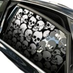 2 Sheets / 2 Pieces Set - Skull Pattern Car Rear Side Window Decals, Horror Skull Collage Printed Vinyl Stickers, Waterproof Self-Adhesive Rear Window Film for SUV Truck 3