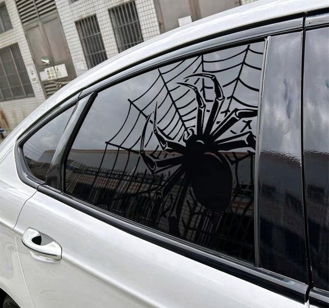 Spider Web Car Decal 57x45cm / 22.4x17.7 Inch Black Spider Sticker Waterproof Vinyl Window Decal for Car Rear Window Truck SUV Wall Laptop, Halloween Horror Style Auto Accessories